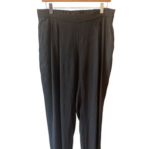 Eileen Fisher Silk Jogger Pants Women Size Medium Black Pull On Ankle Zip Luxury